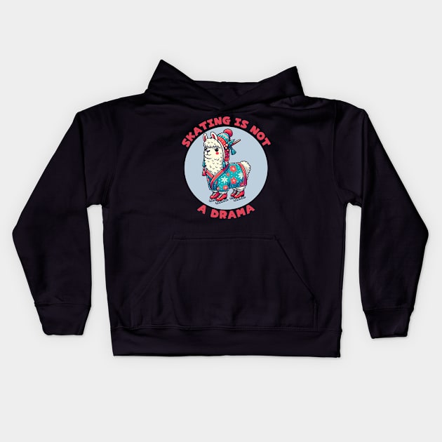 Ice skating llama Kids Hoodie by Japanese Fever